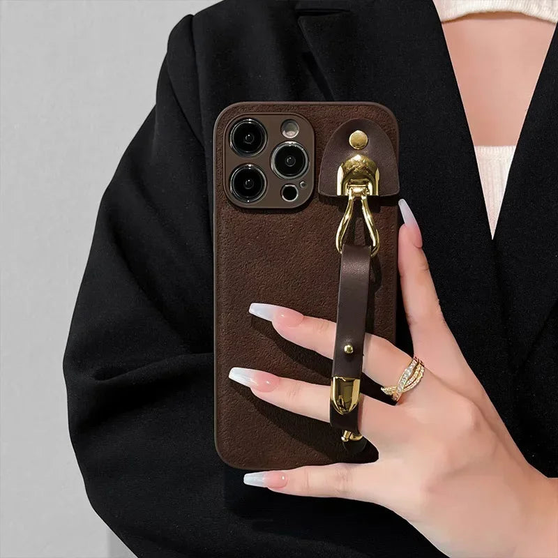 Lorenzo Leather Phone Case | Genuine Leather, Shockproof with Wrist Strap
