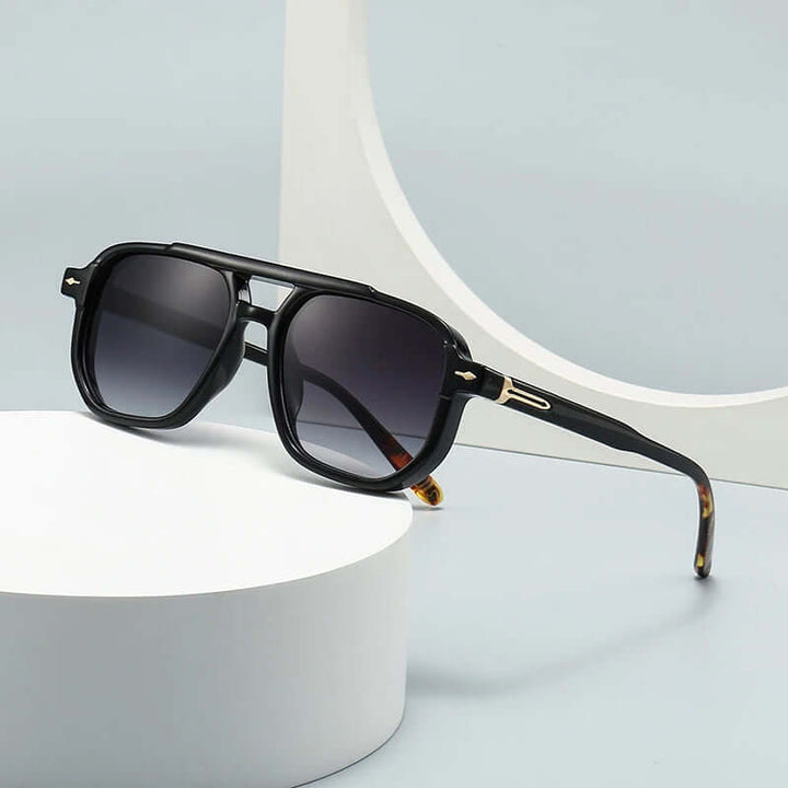 Riviera Unisex Square Sunglasses | Vintage Style with Gold Accents, UV400 Protection