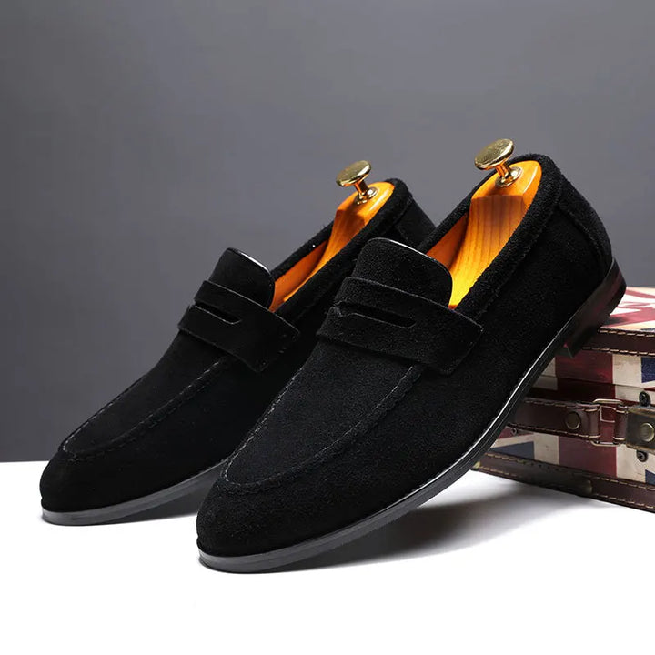 Sena Women's Black Loafers | Genuine Leather, Slip-On Penny Style