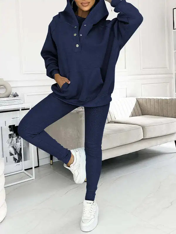 Women's 3 Piece Sports & Leisure Set | Hooded Sweatshirt, Thickened Slim Fit Vest & Pants Streetwear Suit