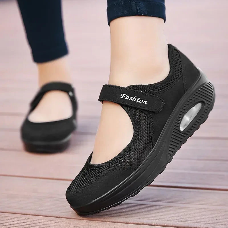 Women's Light Fashion Breathable Mesh Wedge Heels Shoes Casual Outdoor Sports Running Designer Sneakers