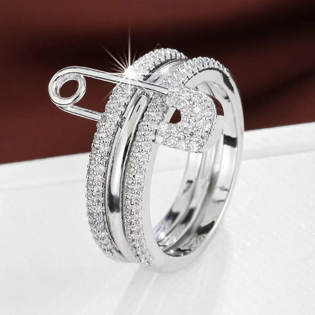 Ava Women's Linked Ring | Three-Layered Design