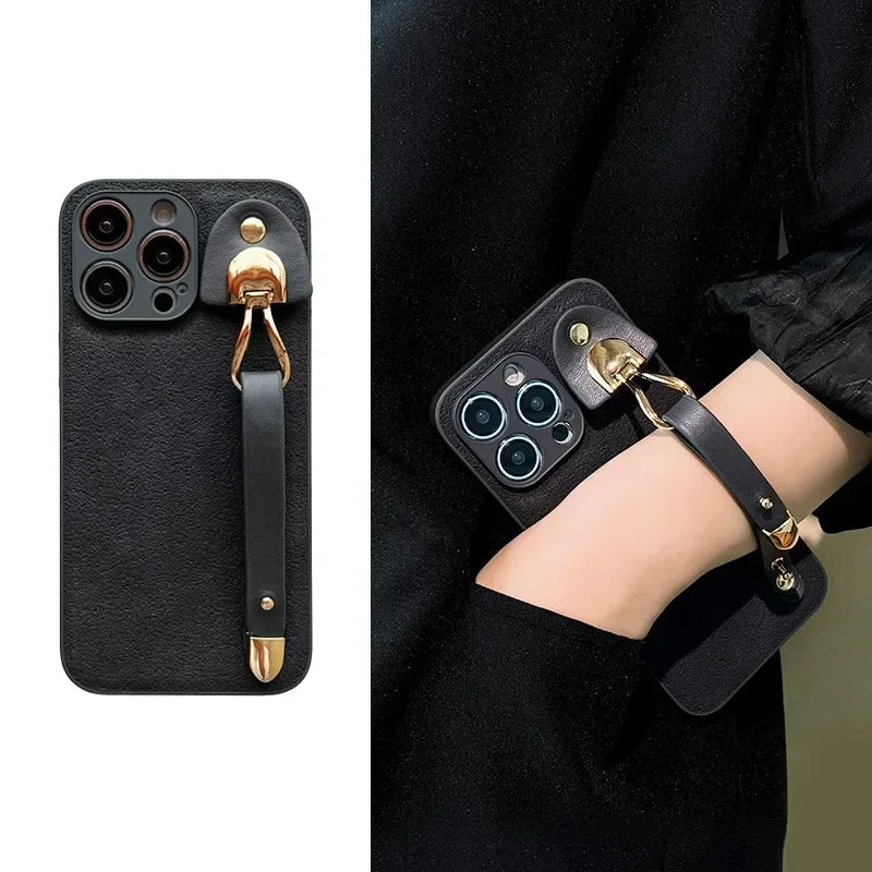 Lorenzo Leather Phone Case | Genuine Leather, Shockproof with Wrist Strap