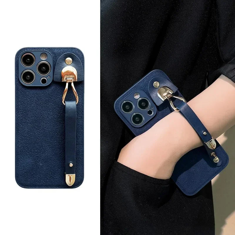 Lorenzo Leather Phone Case | Genuine Leather, Shockproof with Wrist Strap