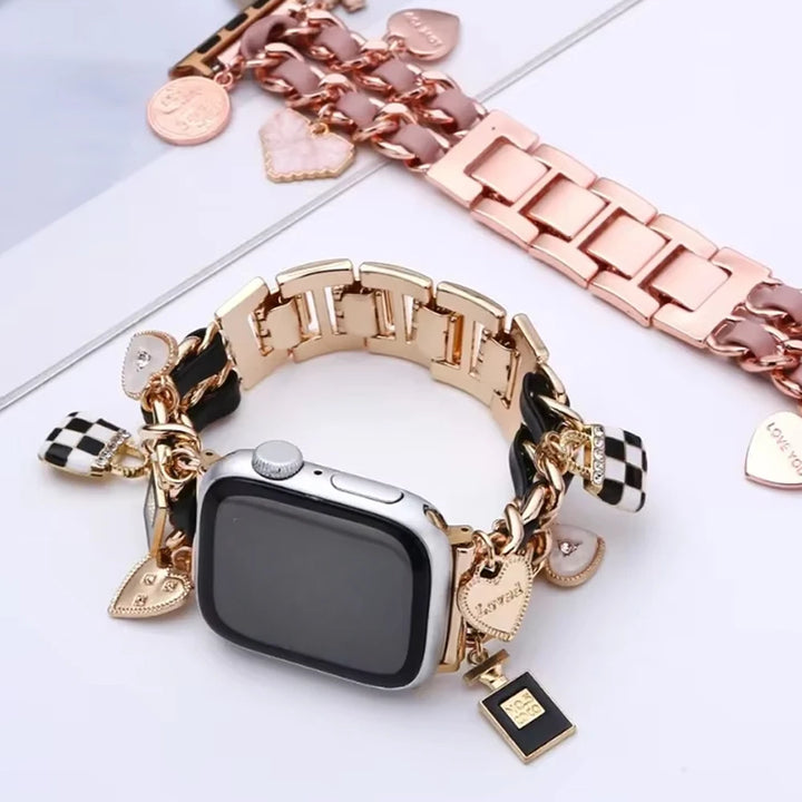 Dazzle Women's Apple Watch Band | Stainless Steel & Leather, Luxury Design