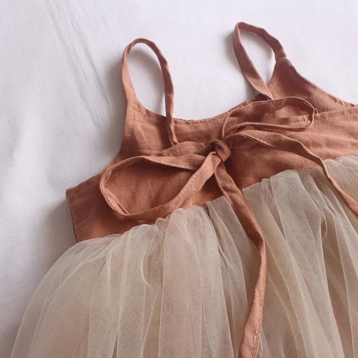Tina Girls' Twinkle Gown | Breathable Linen, Backless Design