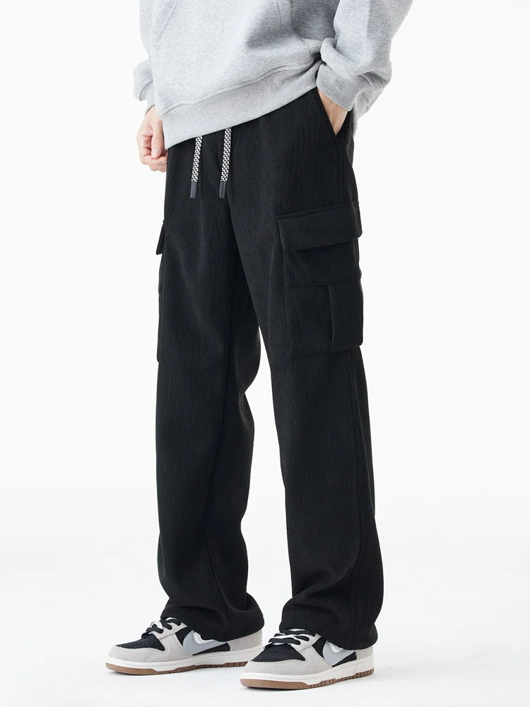 Sleek Men's Cargo Pants | Durable Corduroy with Fleece Lining
