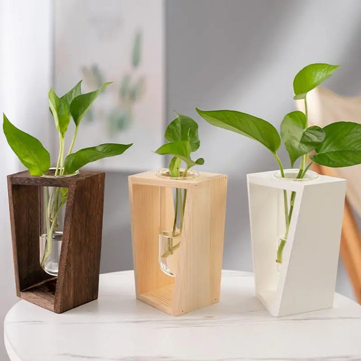 Elderon Wooden Vase | Minimalist Hydroponic Display