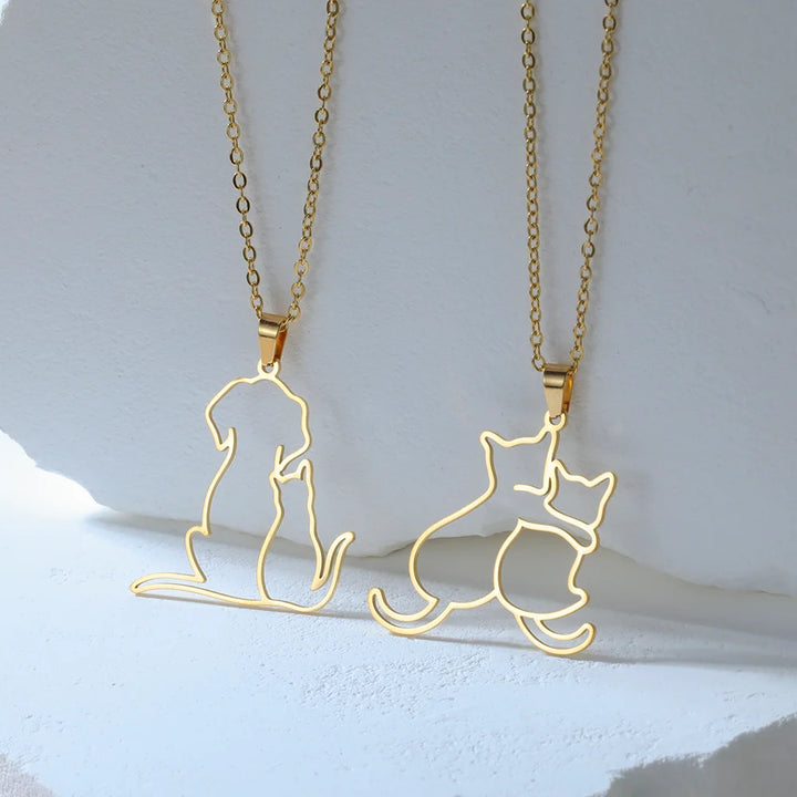 Paws Women's Necklace | Stainless Steel Hugging Cat Design