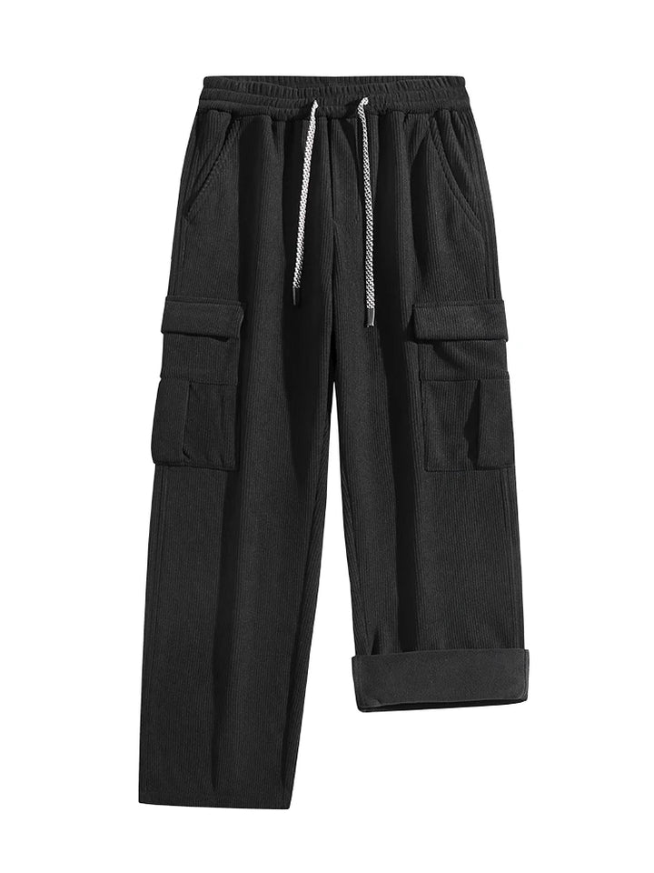 Sleek Men's Cargo Pants | Durable Corduroy with Fleece Lining