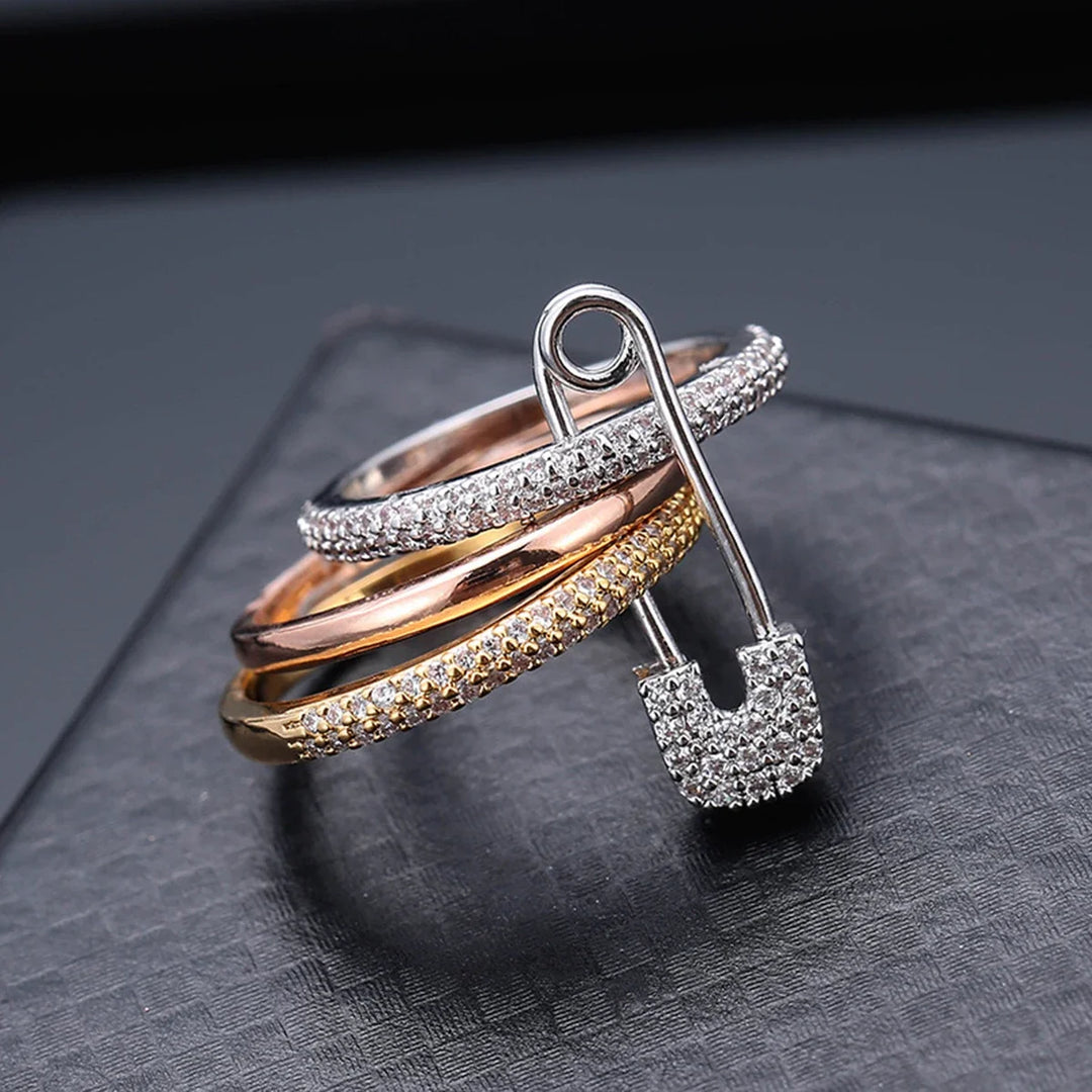 Ava Women's Linked Ring | Three-Layered Design