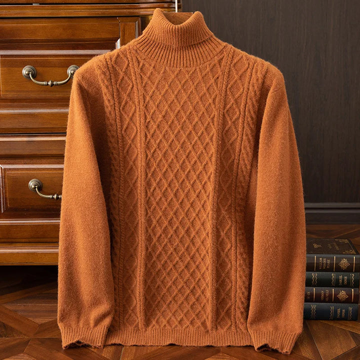 Pablo Men's Turtleneck Sweater | High-Quality Wool Blend, Cable-Knit Design