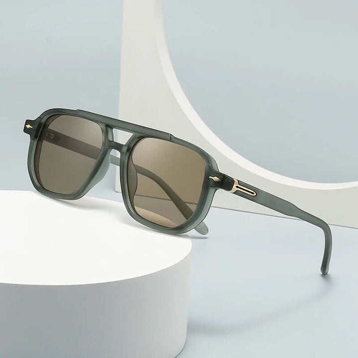 Riviera Unisex Square Sunglasses | Vintage Style with Gold Accents, UV400 Protection