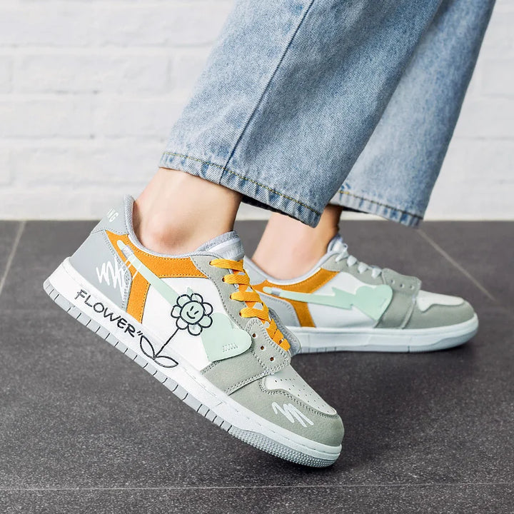 Crisp Women's Sneakers | Breathable Fabric, Cushioned Sole, Stylish White Design