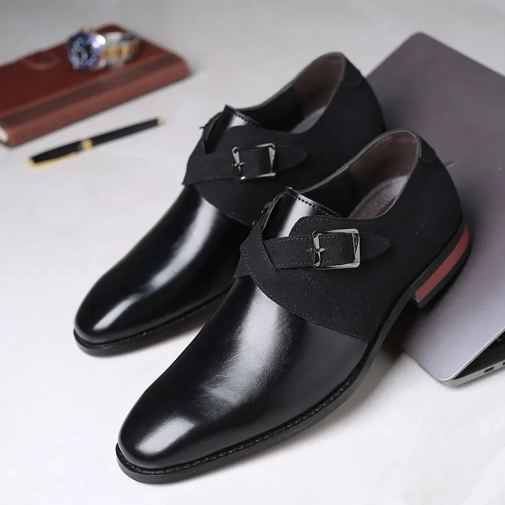 Belo Women's Loafers | Dual-Tone Suede, Double Buckle Monk Strap