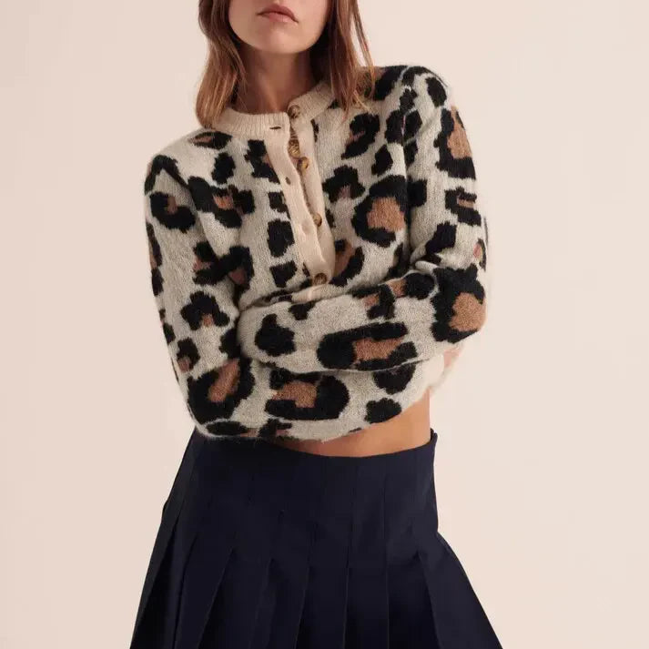 Ulysses Women's Cardigan | Bold Leopard Print, Soft Knit, Relaxed Fit