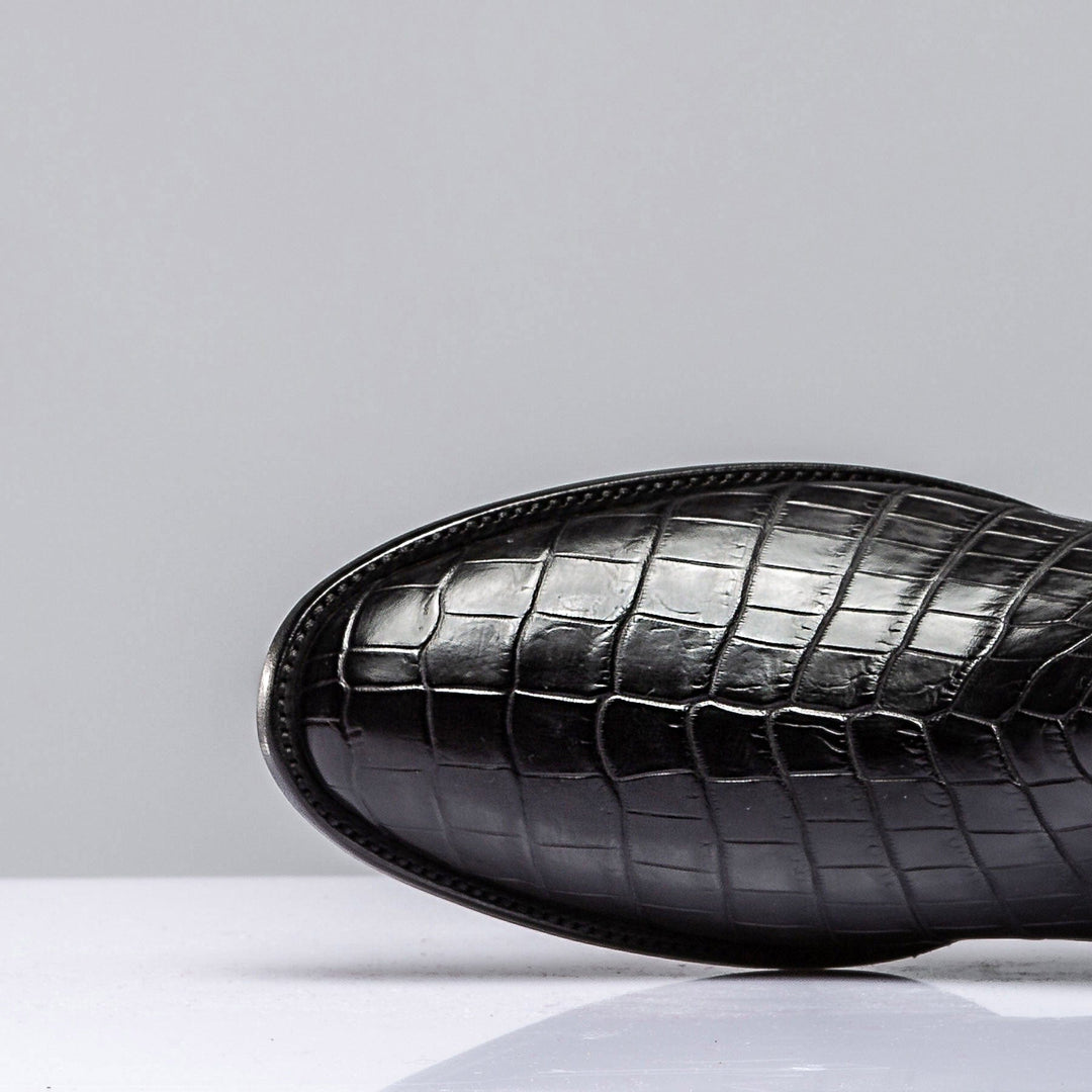 Black Crocodile Chelsea Boots