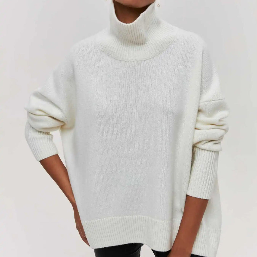Nora Women's Oversized Sweater | Soft Knit, High Mock Neck